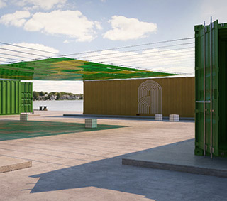 Containers open space 3d visualization