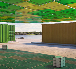 Containers open space 3d visualization