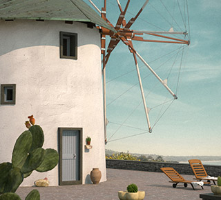 greek windmill 3d visualization